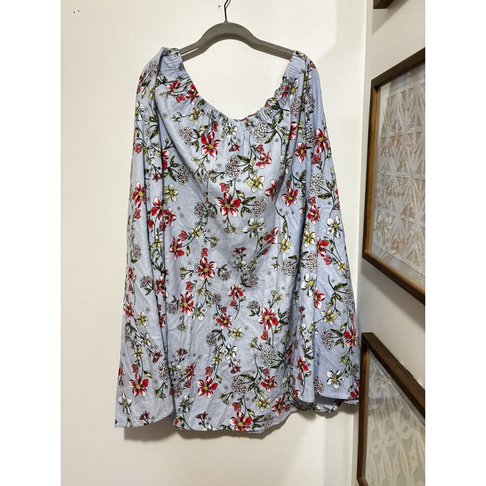Woman Within Blue Floral Peasant Skirt Elastic Waist Boho Cottagecore 2X